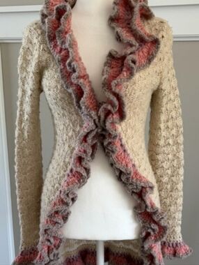 Free People Ruffled Open Front Cardigan